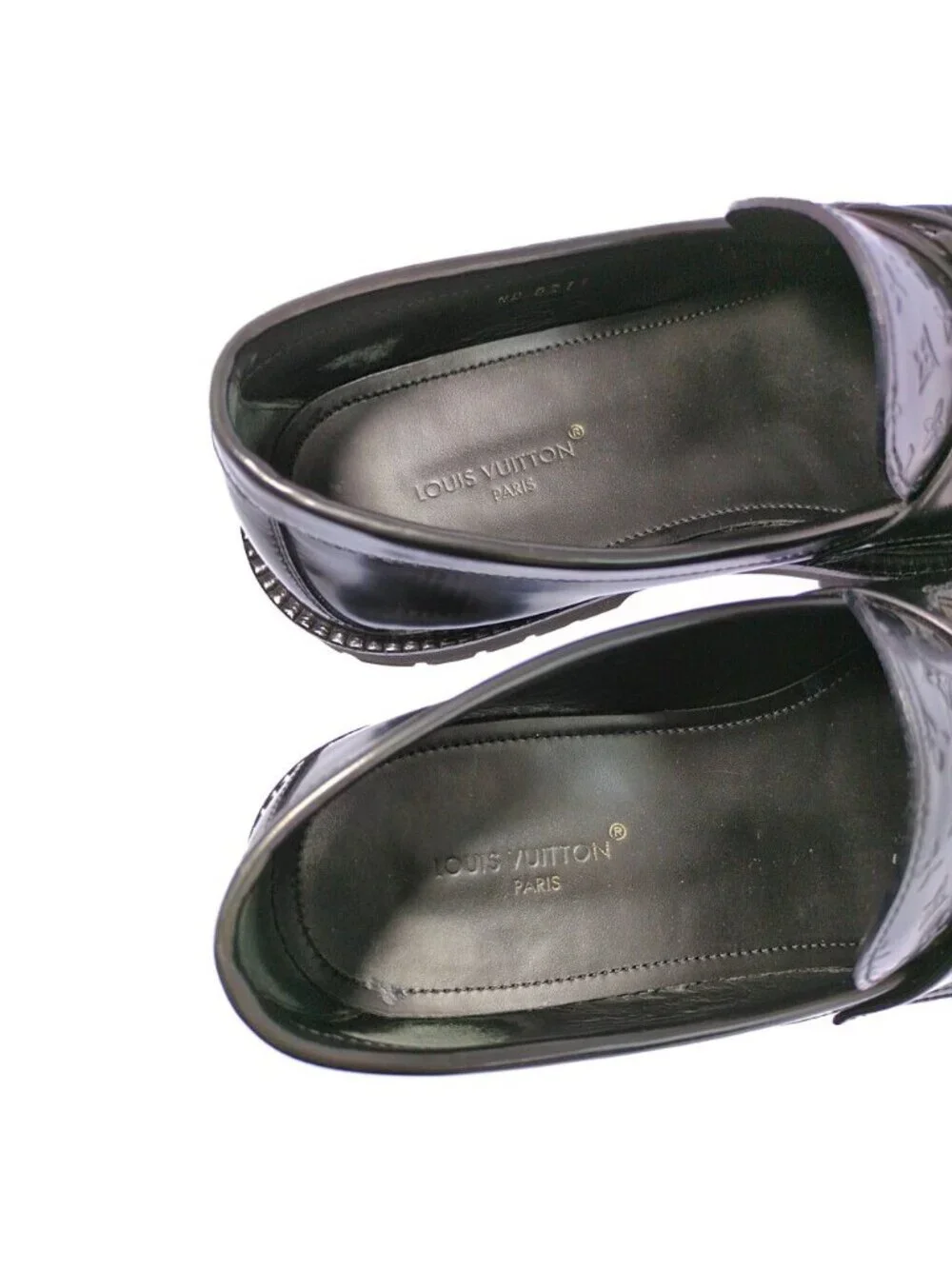Louis Vuitton Monogram Measure Line Loafers Shoes 7 Black